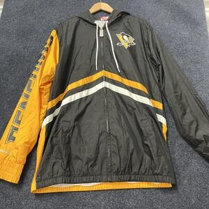 Pittsburgh Penguins Jacket Mens Large NHL Hockey Mitchell & Ness Windbreaker